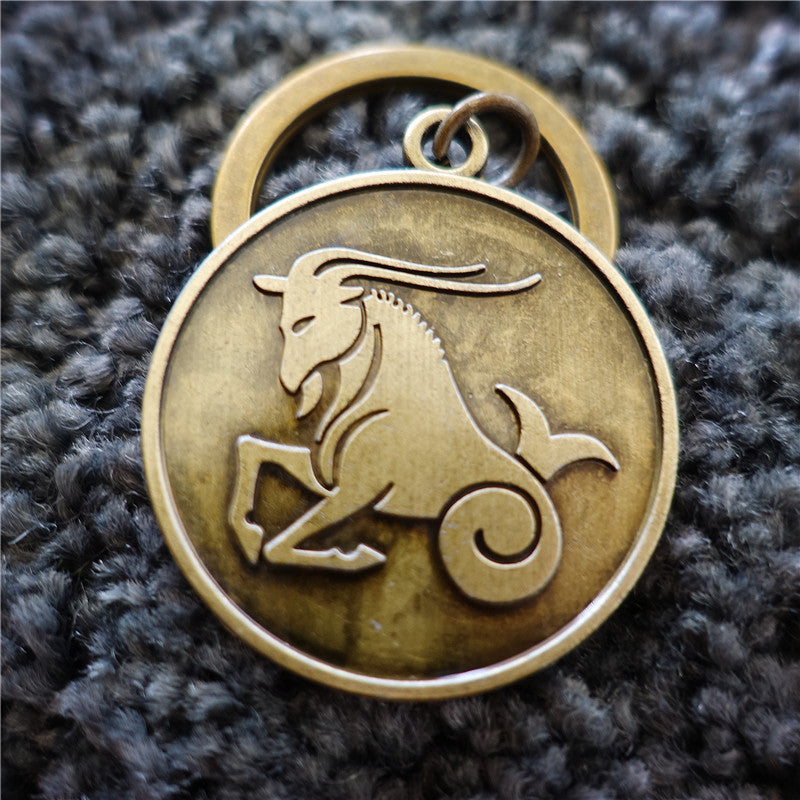 Wholesale 12 Constellations Retro Metal Keychains